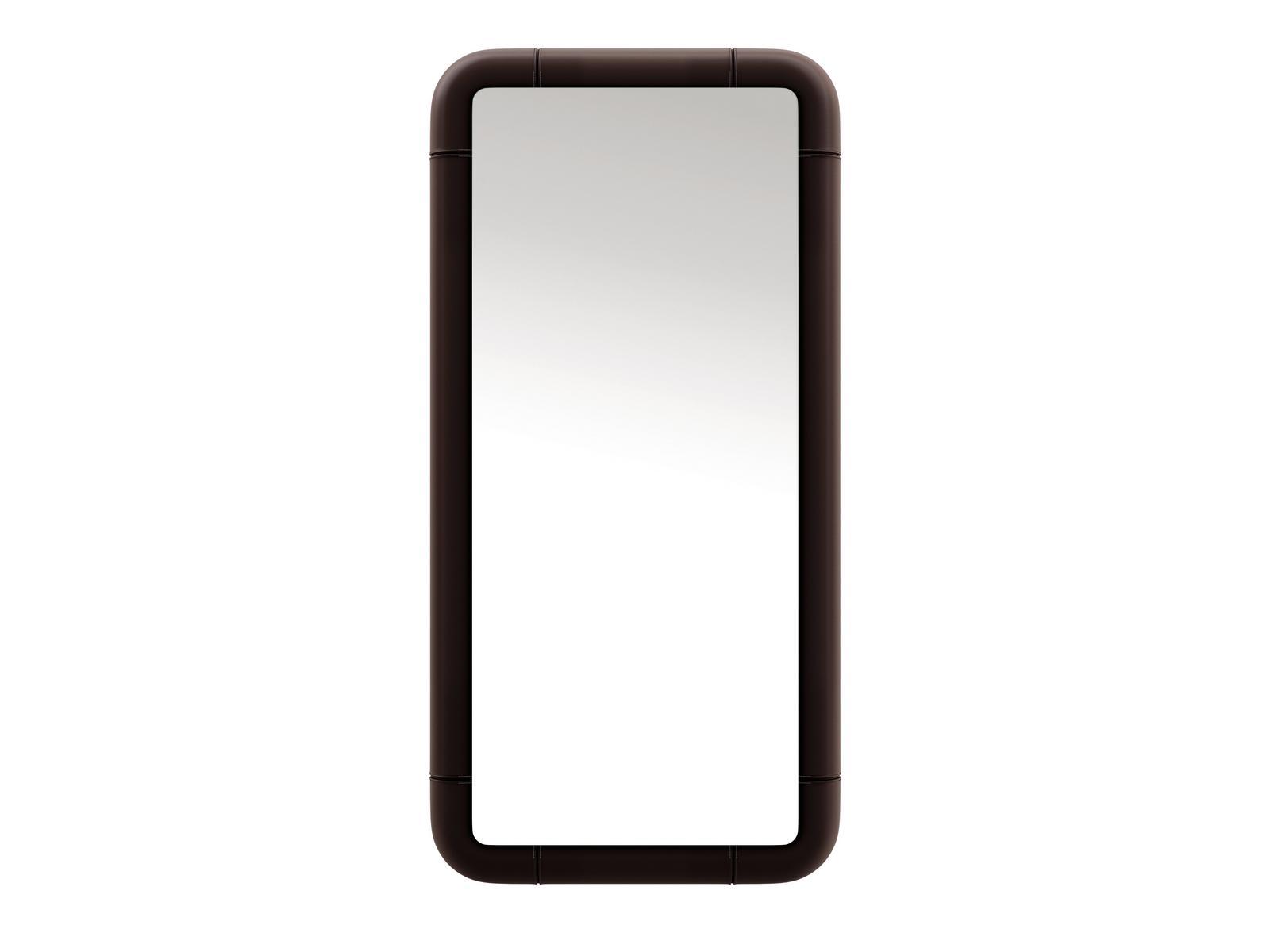 Wall mirror with frame covered in leather | Osiris by Bruno Zampa