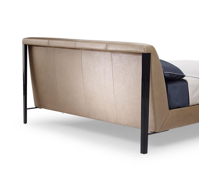 Leather double bed with upholstered headboard | Diamante by Natuzzi Italia