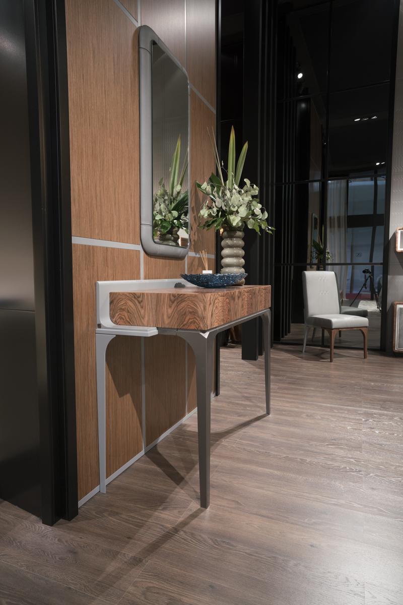 Rectangular walnut console table with drawer | Wanda by Bruno Zampa