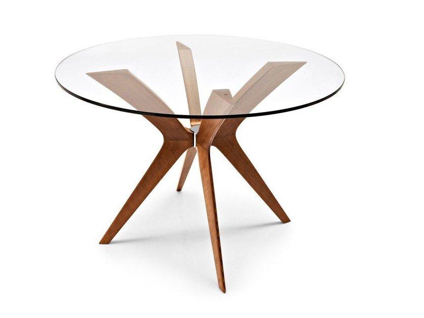 Round wood and glass table | Tokyo by Calligaris