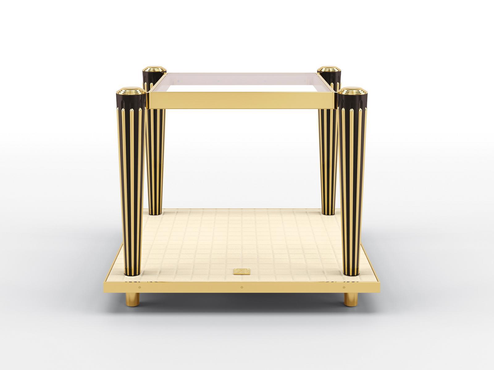 Square metal side table and glass top | Mumford by Bruno Zampa