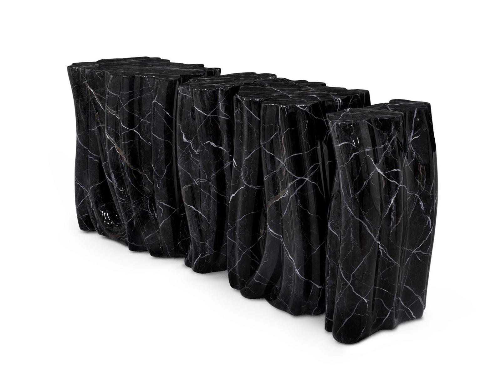 Resin console table | Monochrome Faux-marble by Boca Do Lobo