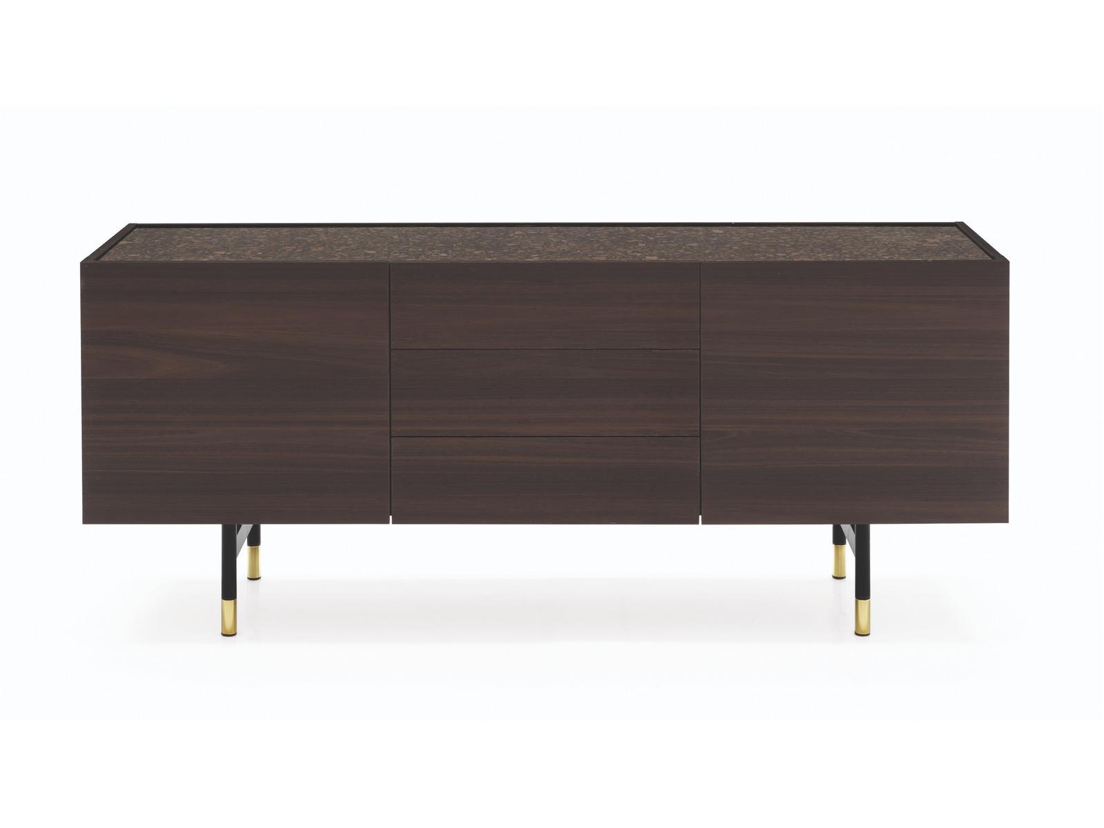 Wood veneer sideboard with doors | Horizon by Calligaris