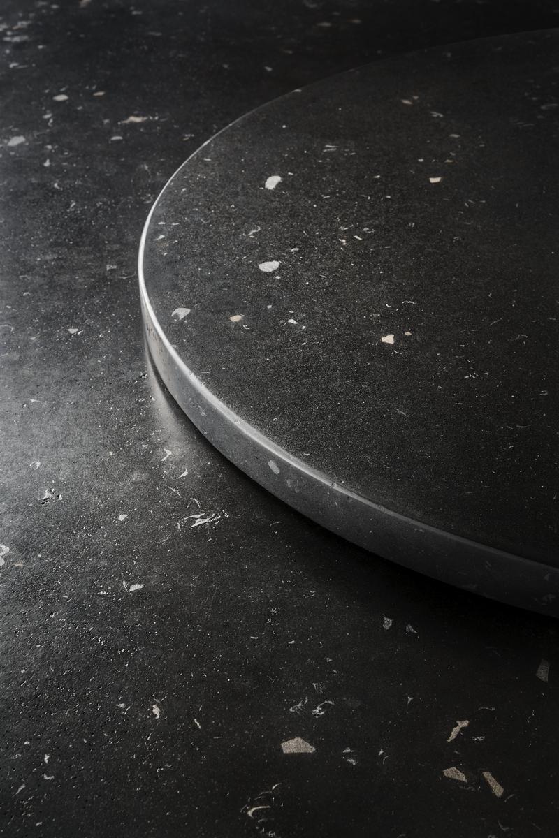 Round reconstructed marble table with Lazy Susan | Bulè by Lema
