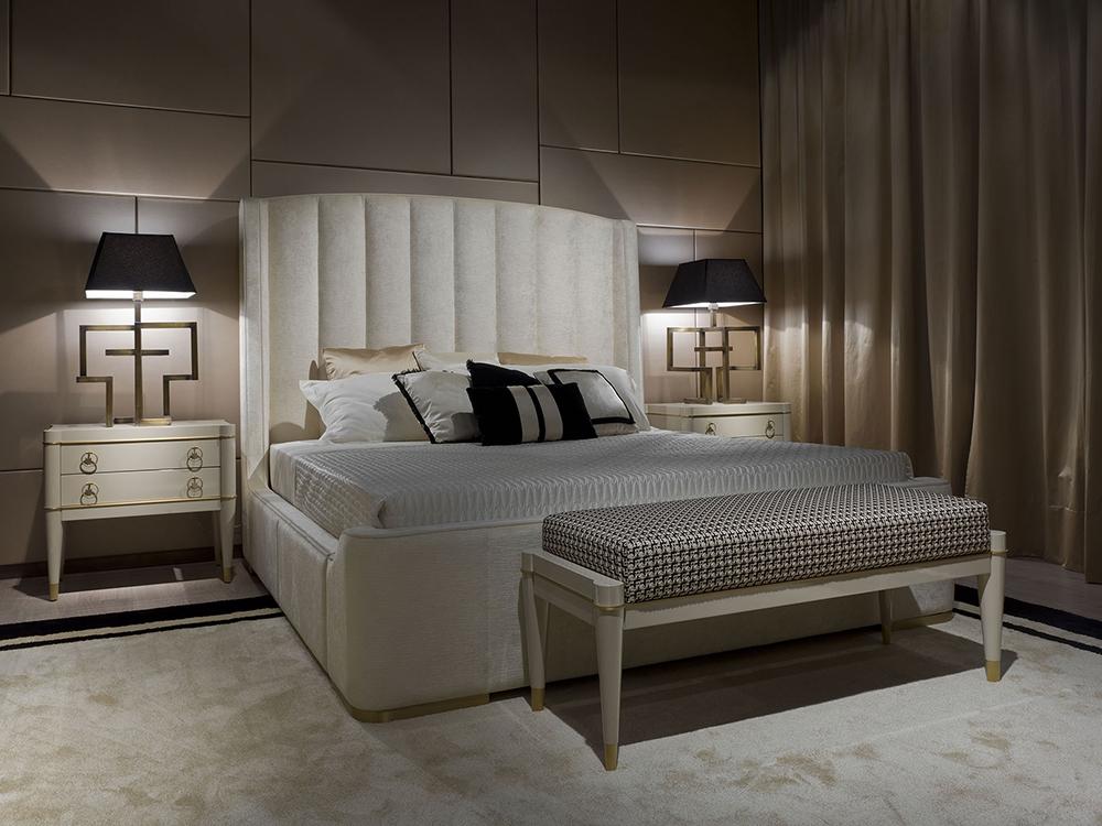 Leather bed with upholstered headboard | Zaffiro by Galimberti Nino