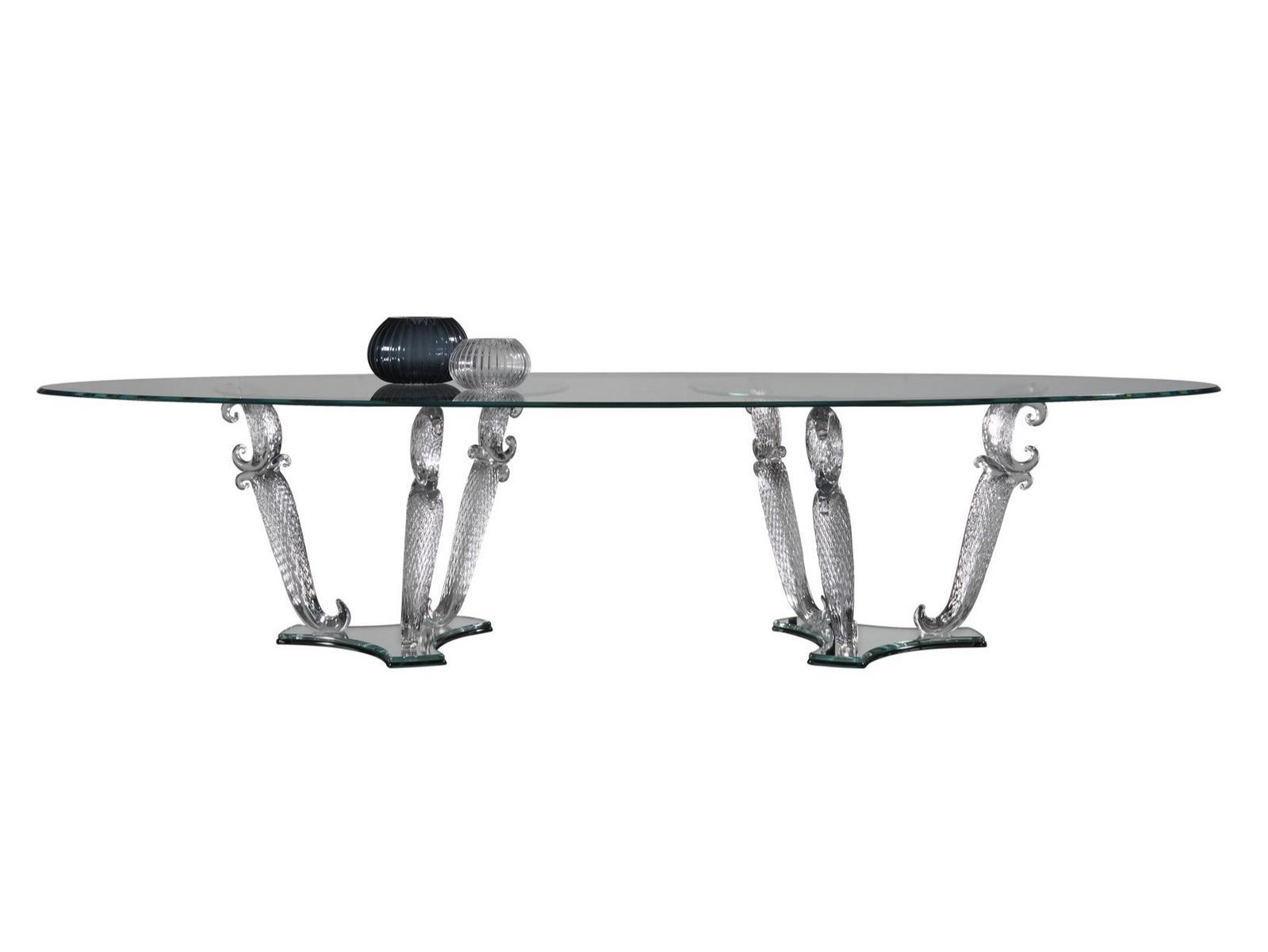 Oval glass dining table with Lazy Susan | Casanova by Reflex