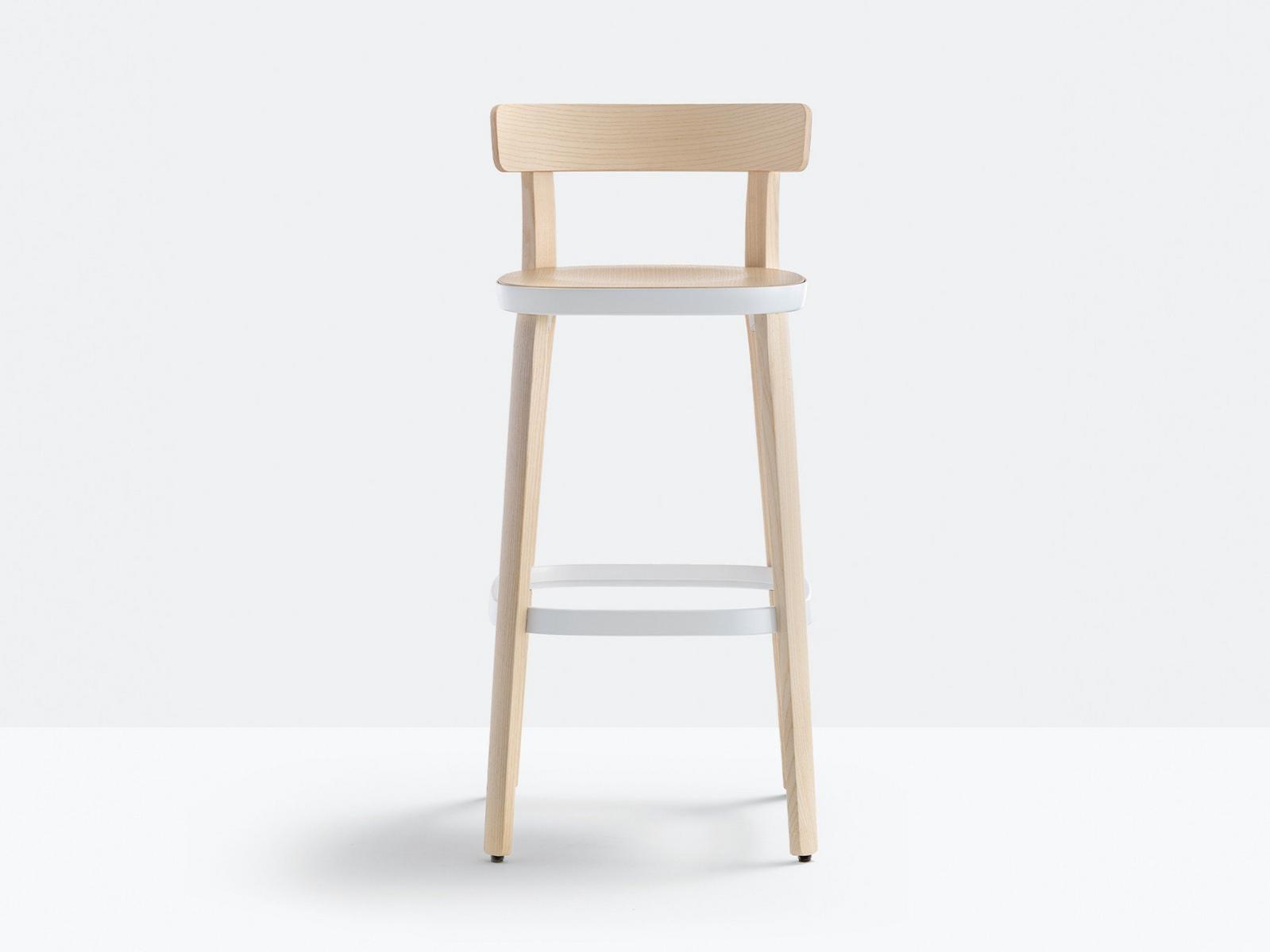 High ash stool with footrest | Folk 2937 by Pedrali
