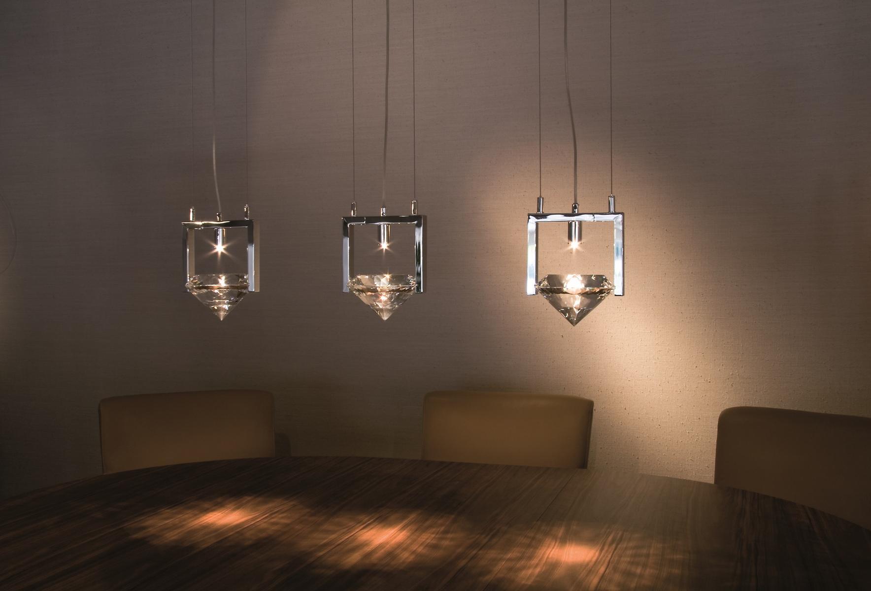 Metal pendant lamp with crystals | Elements Of Love H3 by Ilfari