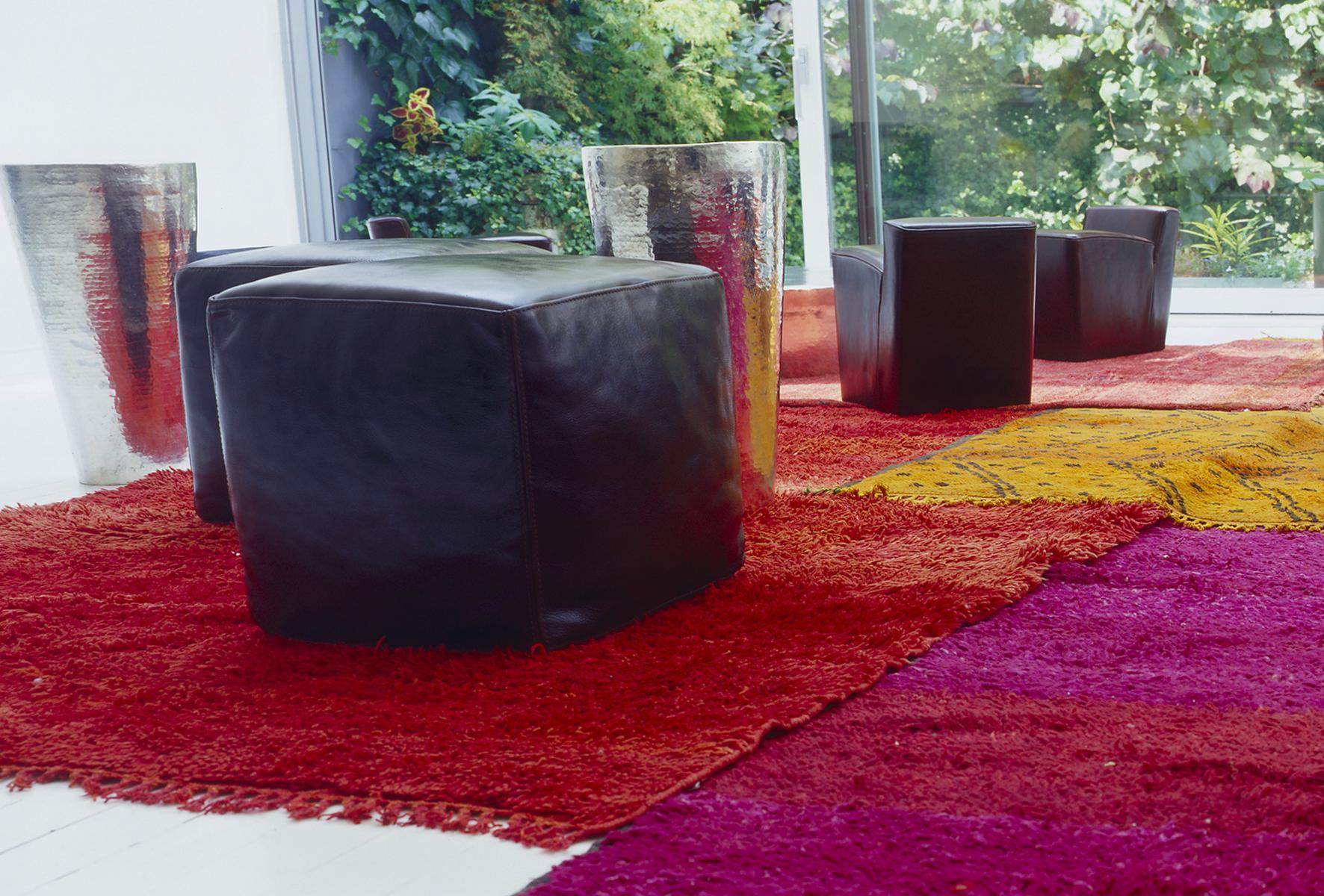 Square leather pouf | Istanbul by Baxter