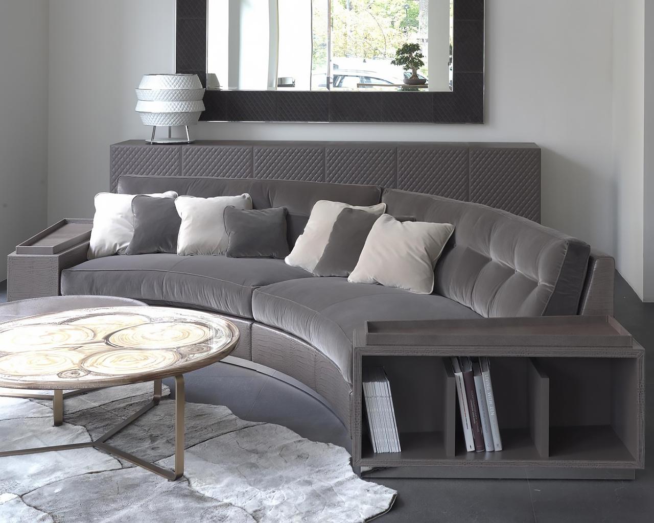 Fabric sofa with integrated magazine rack in a luxury style | Circus by Rugiano