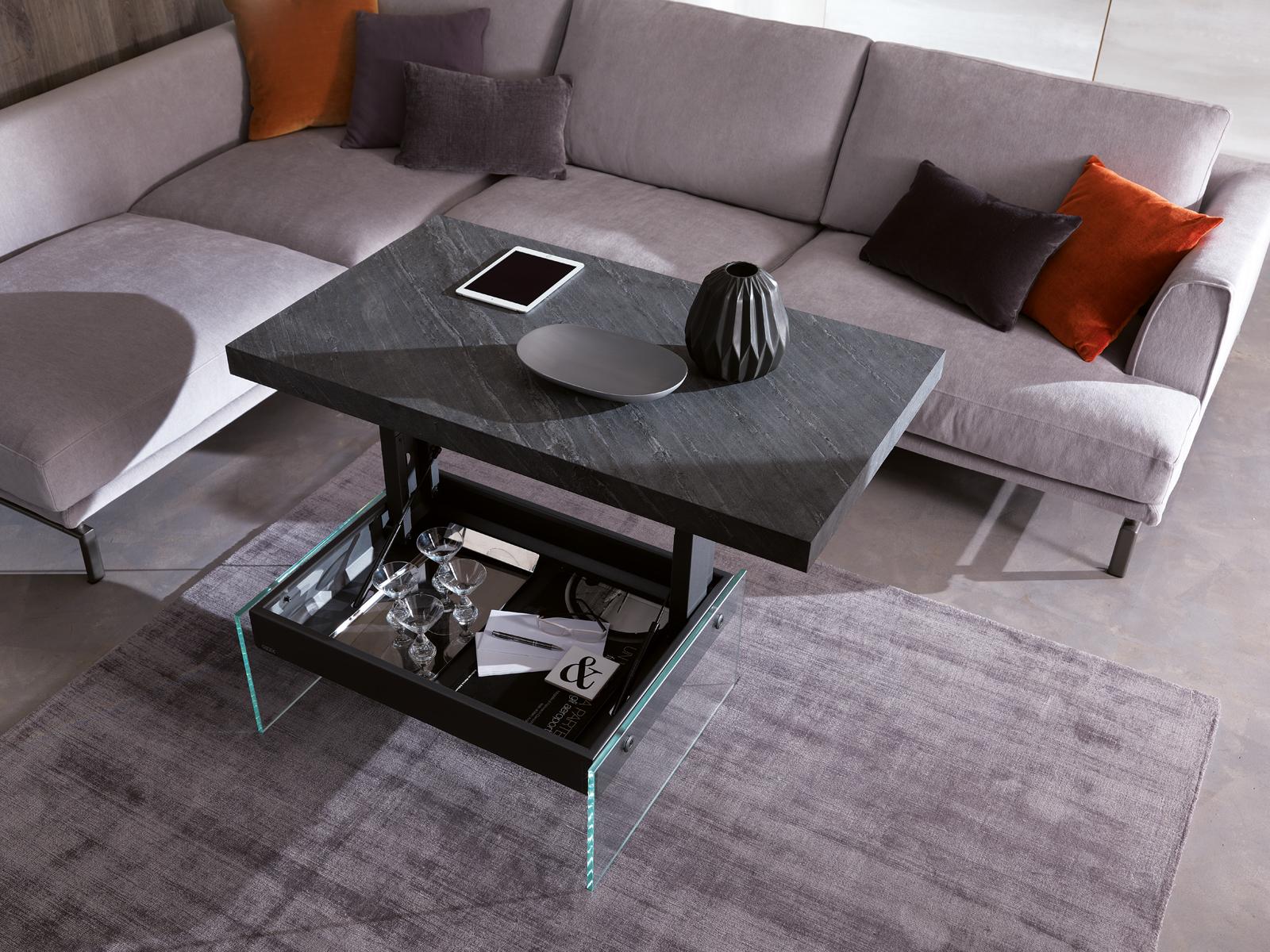 Height-adjustable rectangular wooden coffee table | Bellagio by Ozzio Italia