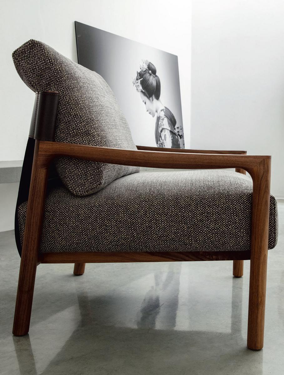 Upholstered fabric armchair with armrests | Vera by Porada