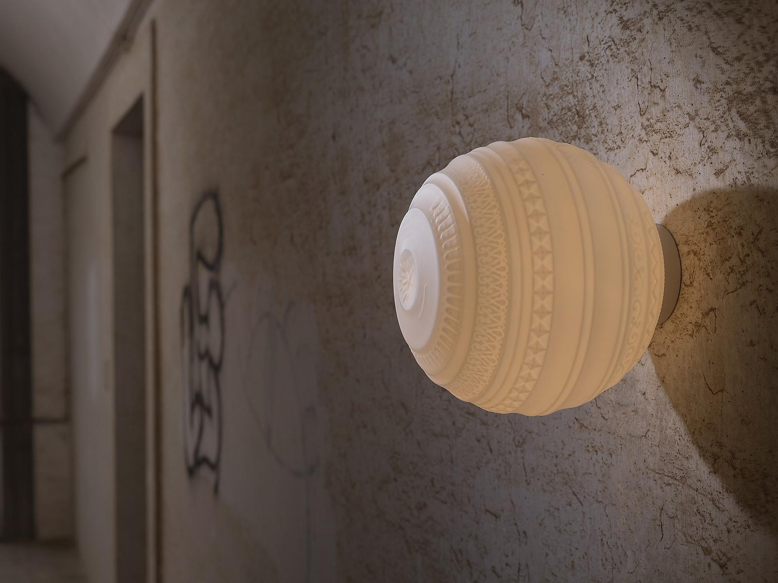 Satin glass wall lamp / ceiling lamp | Braille by Karman