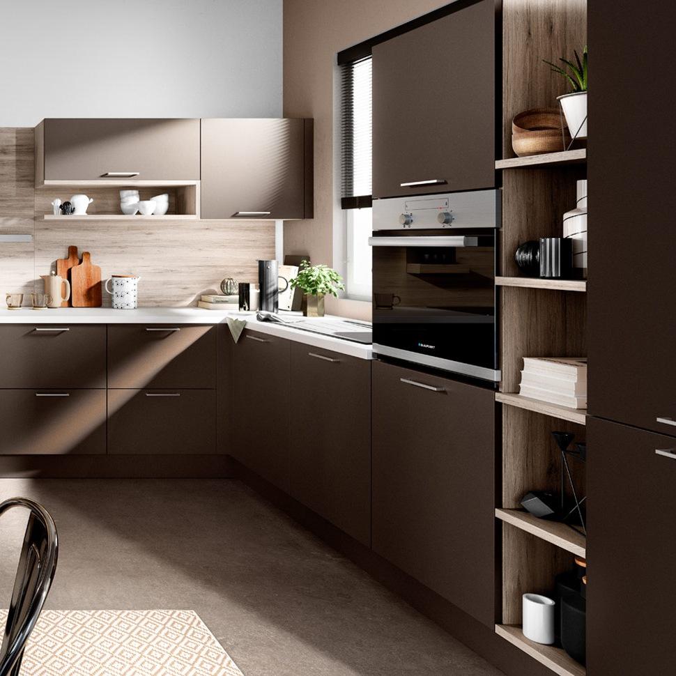 Lacquered kitchen with handles Haecker classic Laser Soft