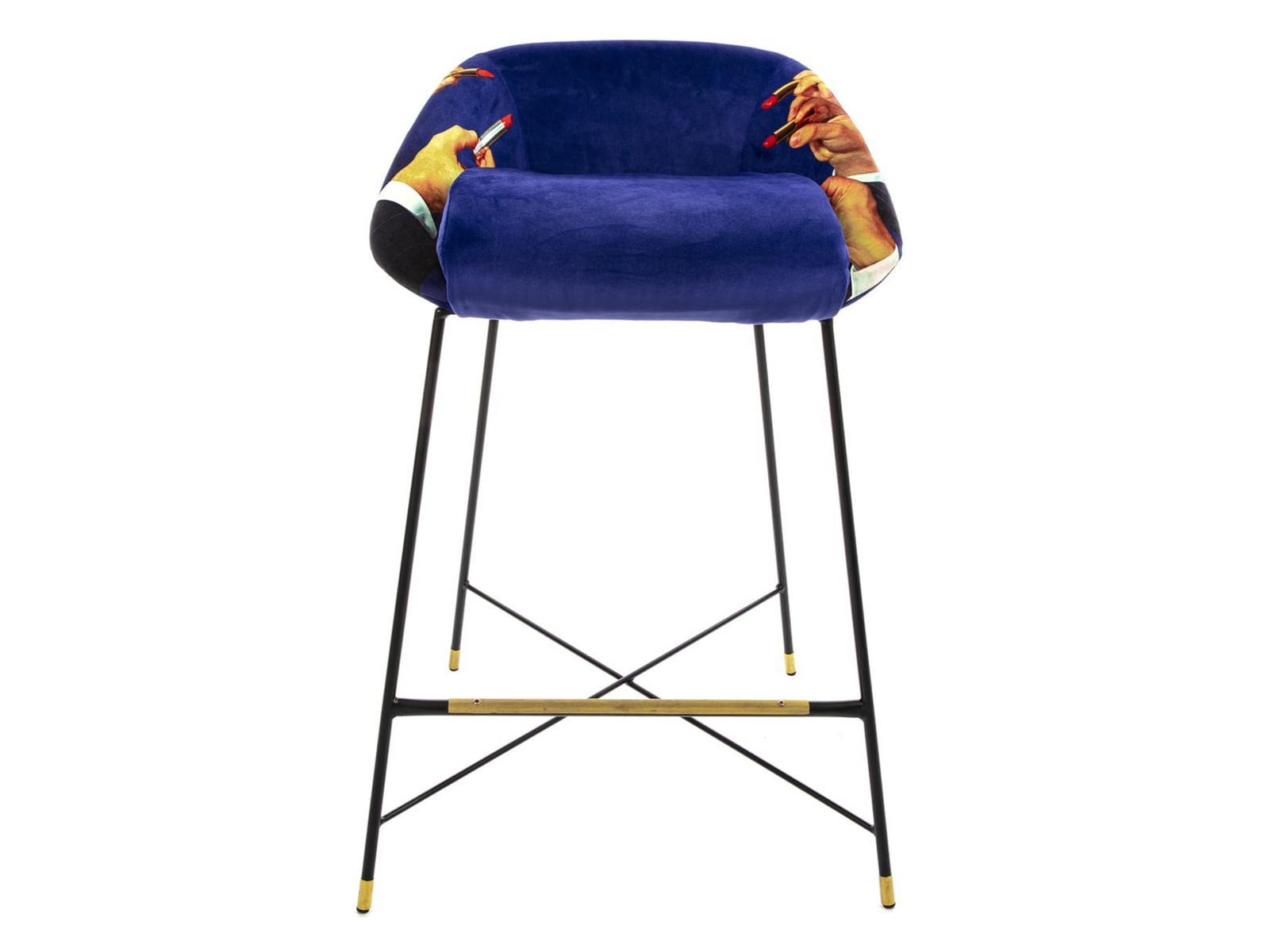 High fabric stool with back | Lipsticks by Seletti