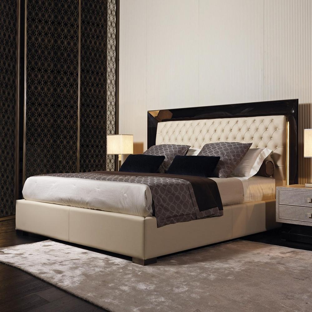 Leather bed in a classic style  with tufted headboard | Kenya by Rugiano