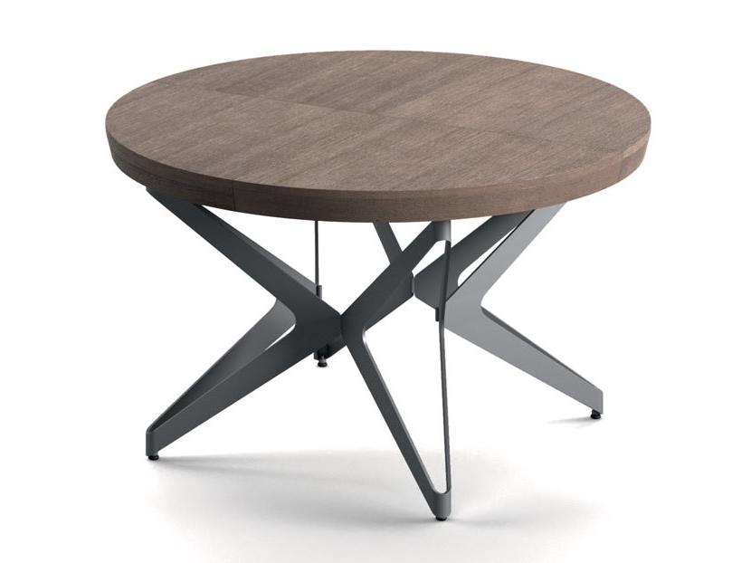 Extending round steel and wood table | Big Round by Ozzio Italia