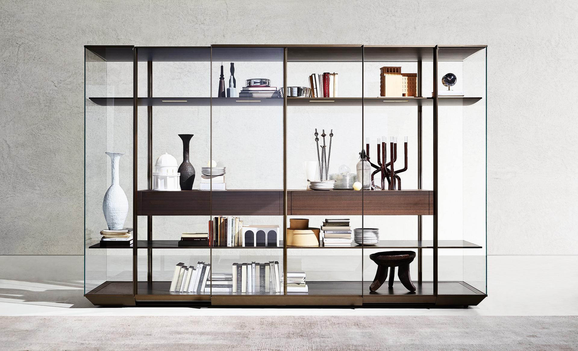 Glass and aluminium display cabinet / wardrobe | Kristal by Molteni