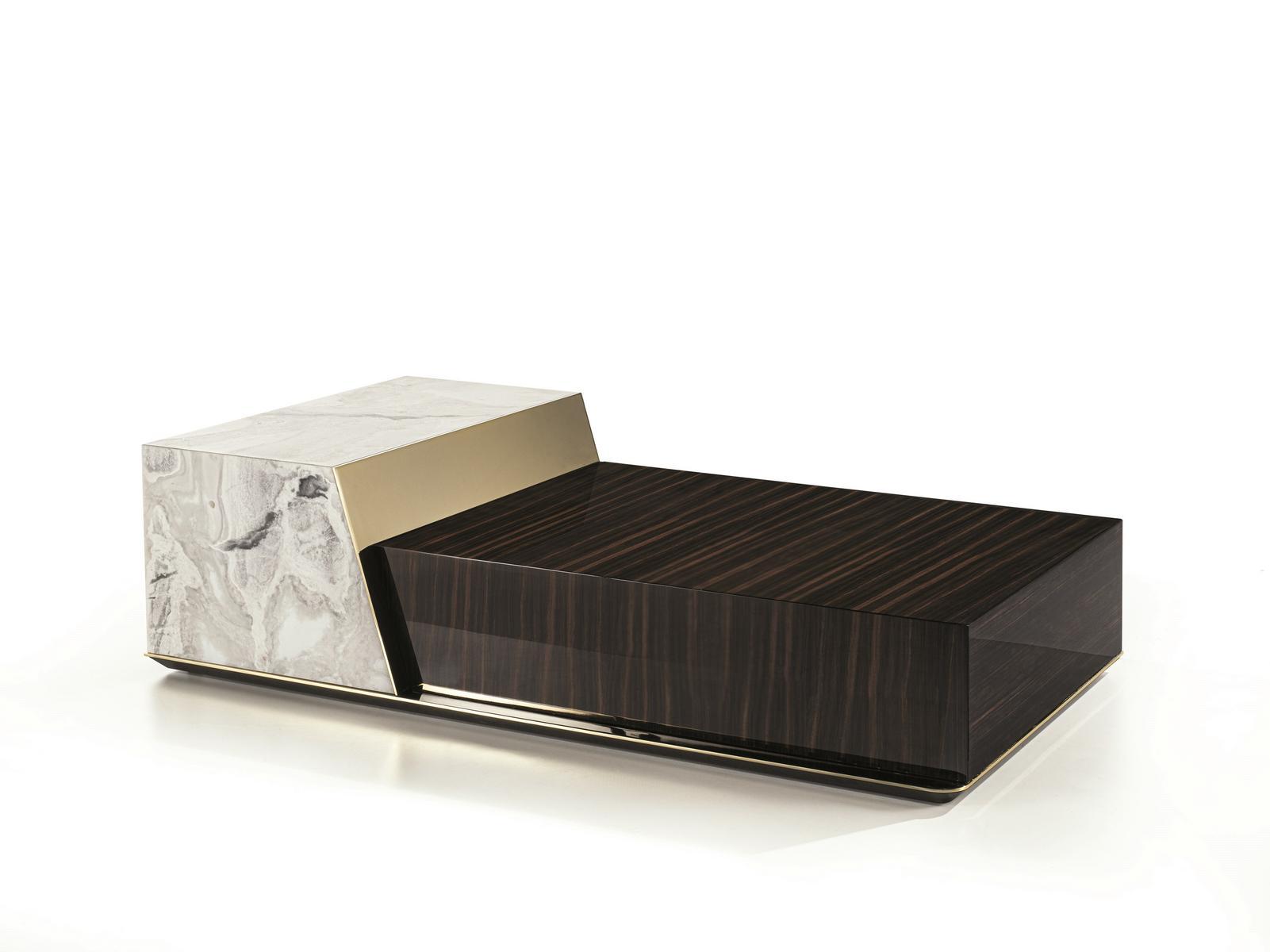Rectangular stone coffee table with drawers | Bold by Longhi