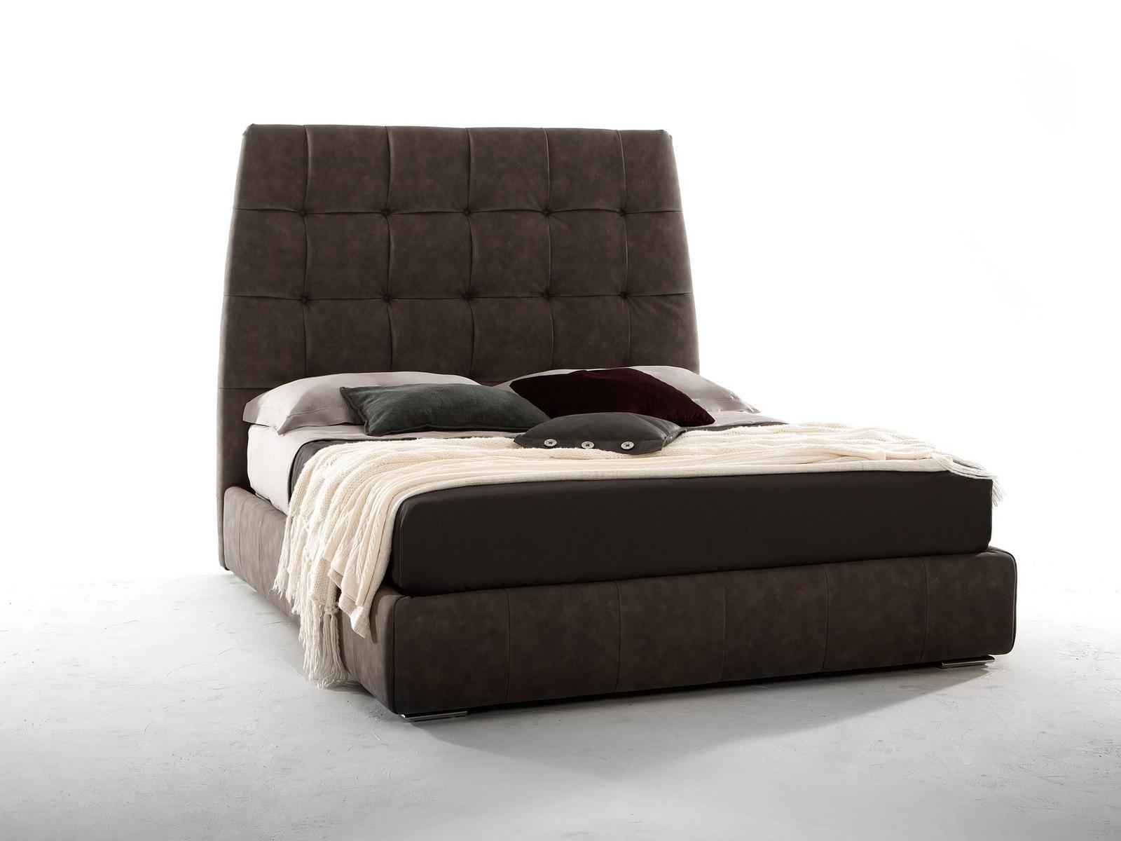 Leather double bed with high headboard | Pacifico by Tonin Casa