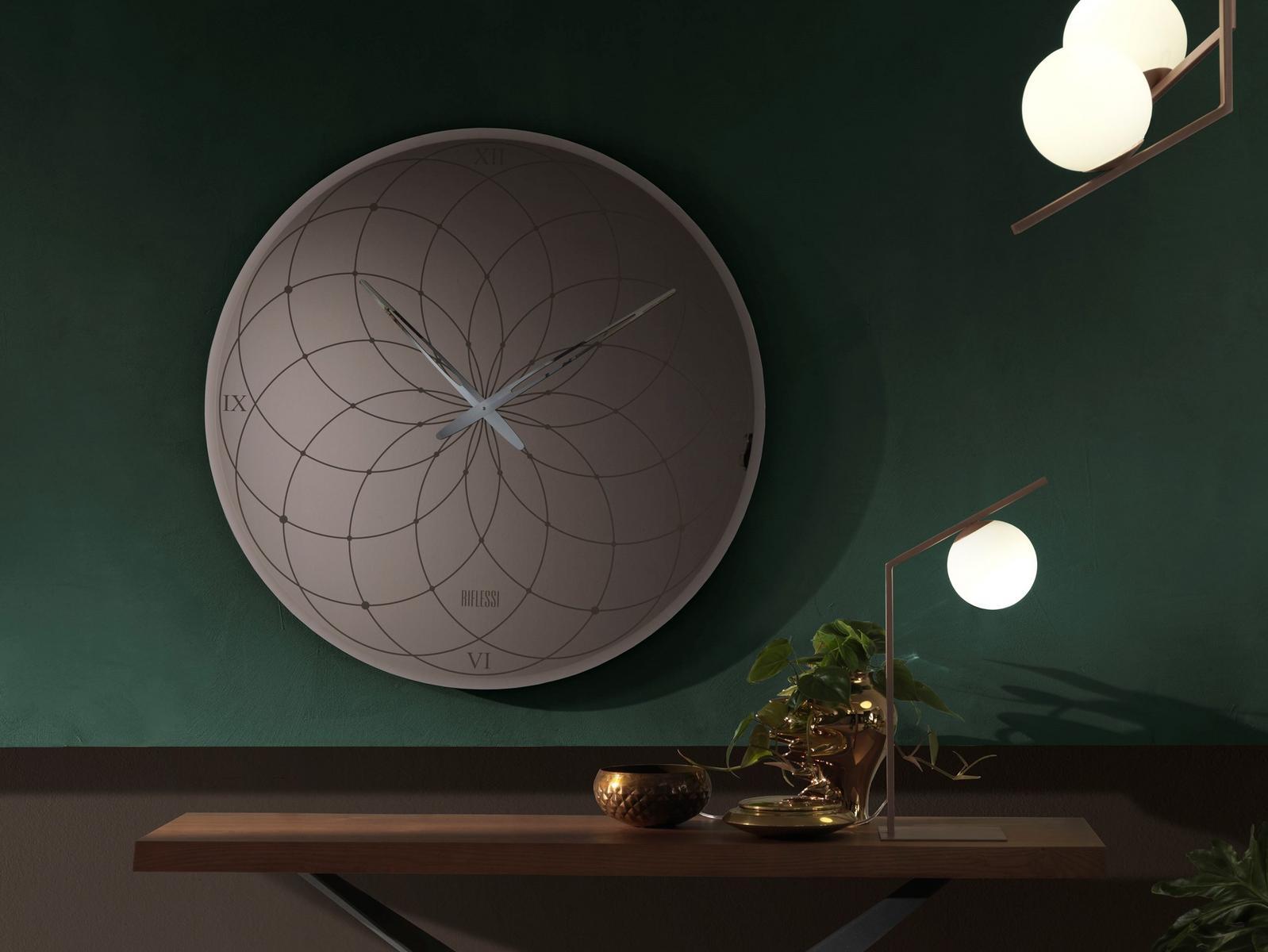 Wall-mounted screen printed glass clock | Roma by Riflessi