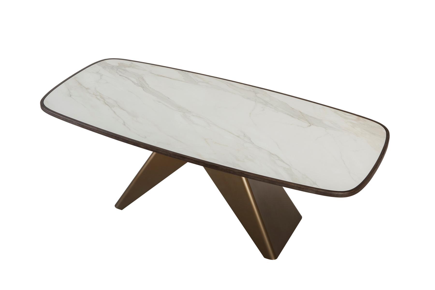 Rectangular table in porcelain stoneware and steel base | Maitre by Tonin Casa