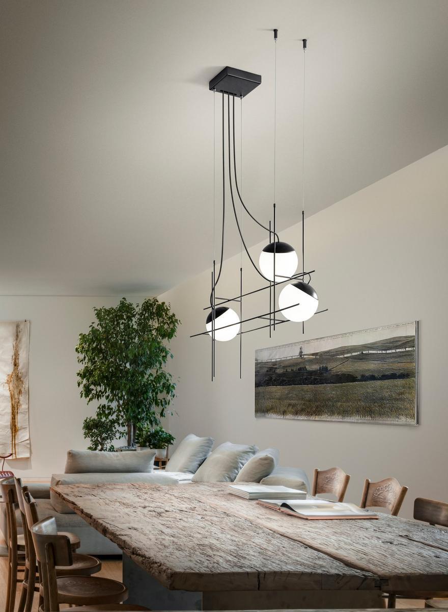 LED pendant lamp in metal and blown glass | Plot Frame Sp by Vistosi