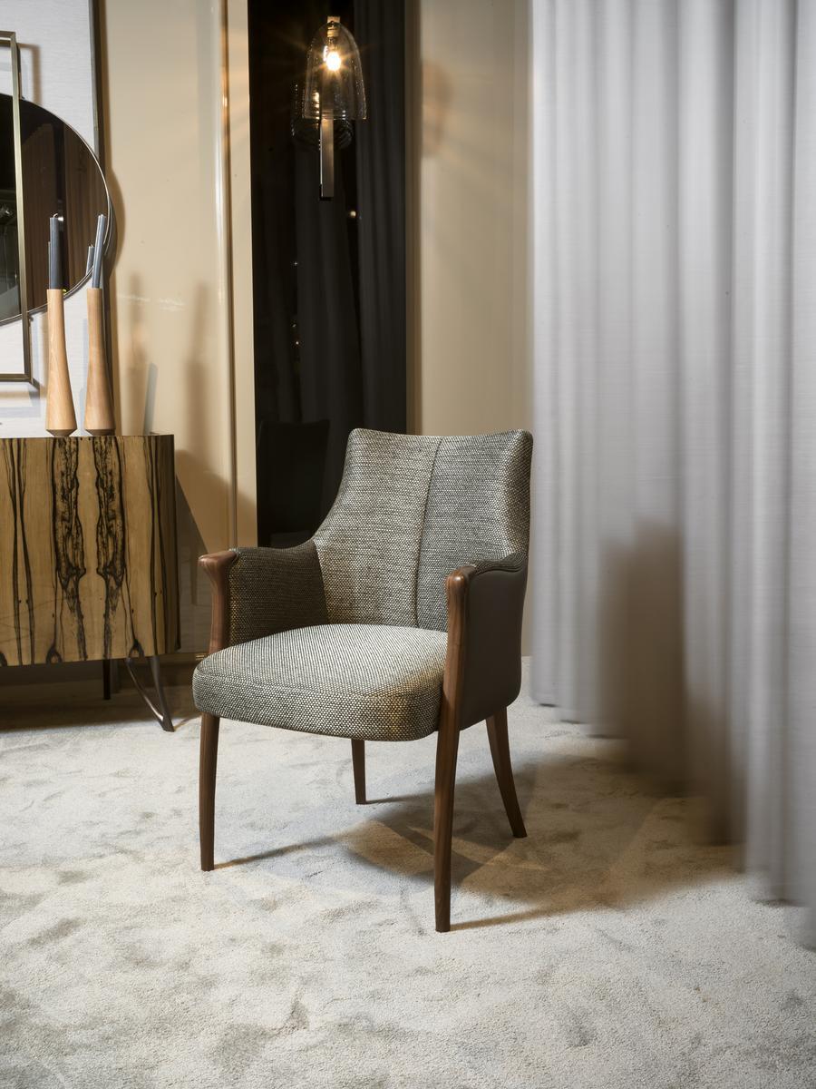 Upholstered fabric chair with armrests | Demetra by Ezio Bellotti