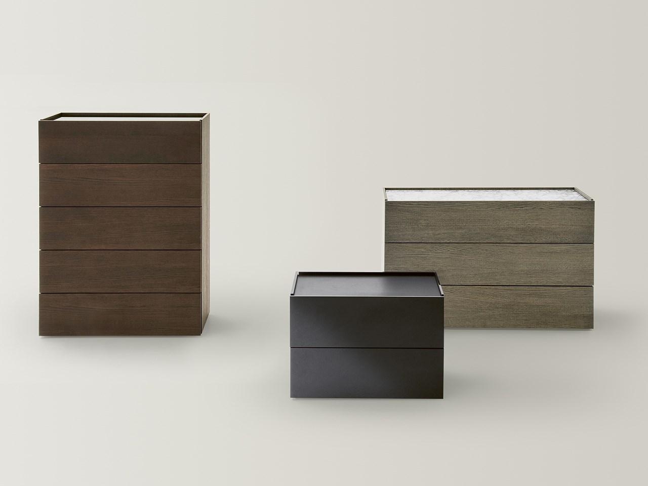 Rectangular wooden bedside table with drawers | Atlante by Pianca