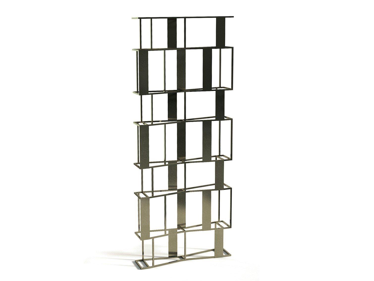 Open double-sided metal bookcase | Rafiki by Baxter