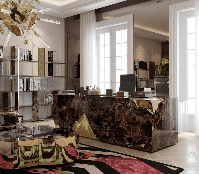 Rectangular ebony writing desk with drawers | Empire by Boca Do Lobo