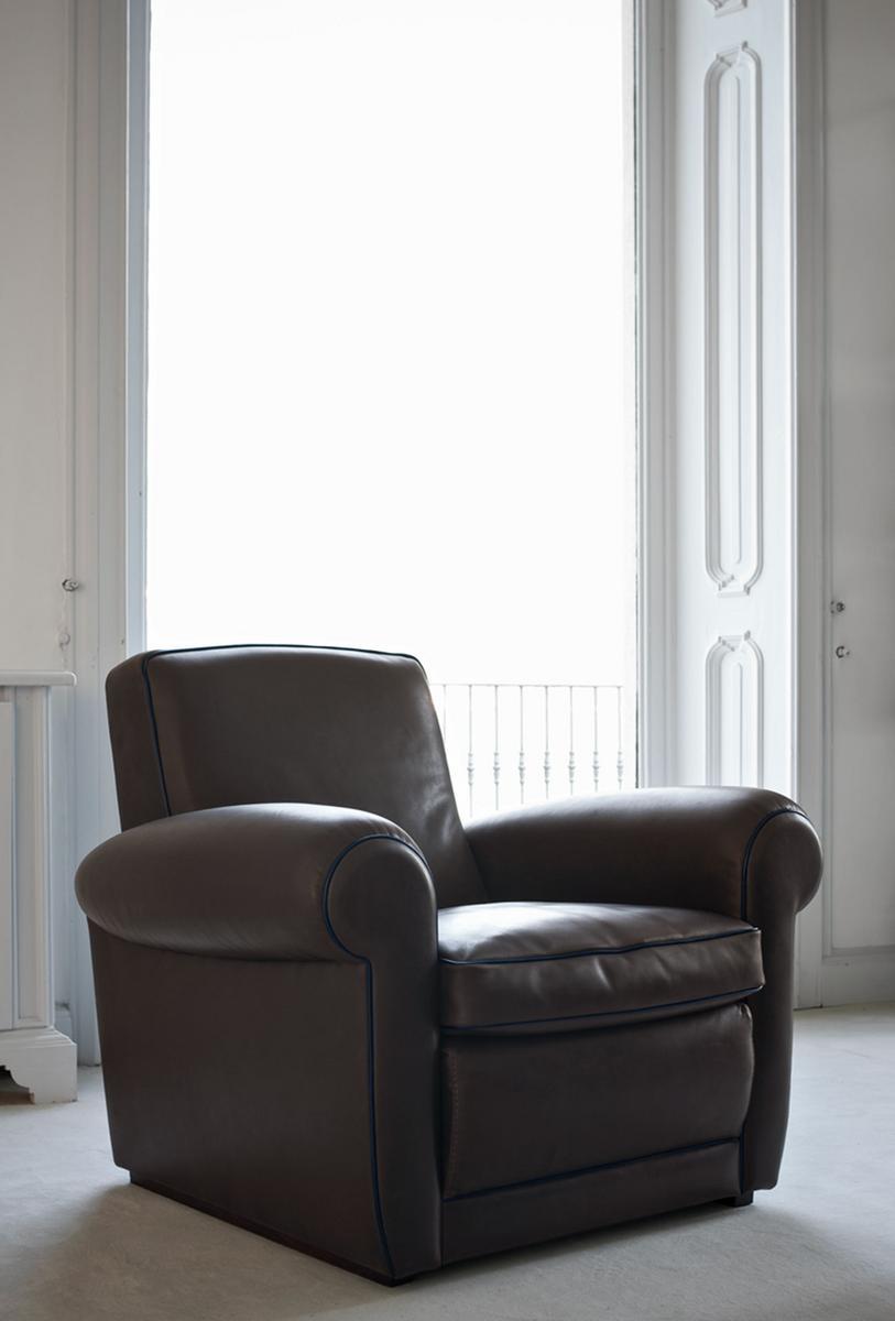 Leather armchair with armrests | Mickey by Baxter
