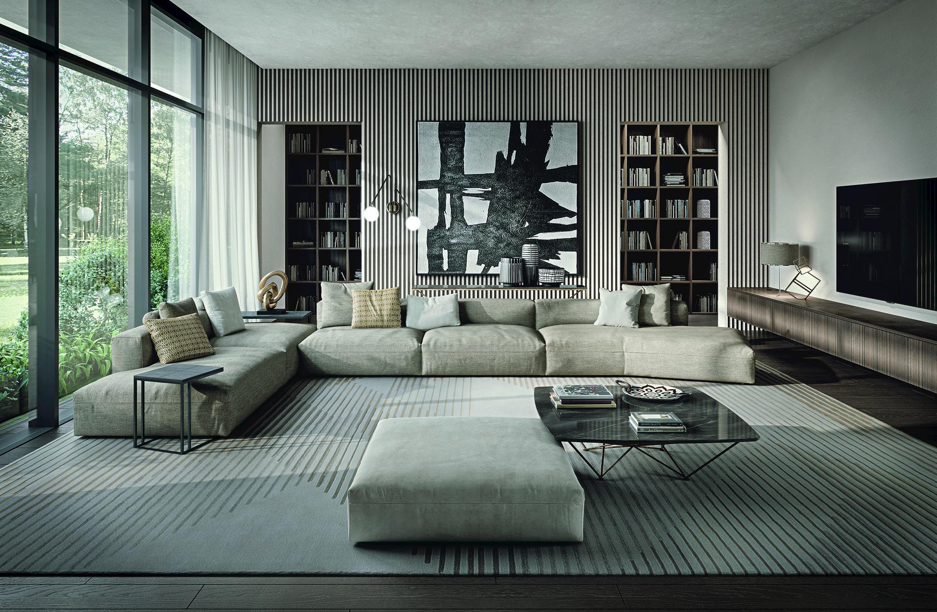 Sectional fabric sofa | Cooper by Frigerio