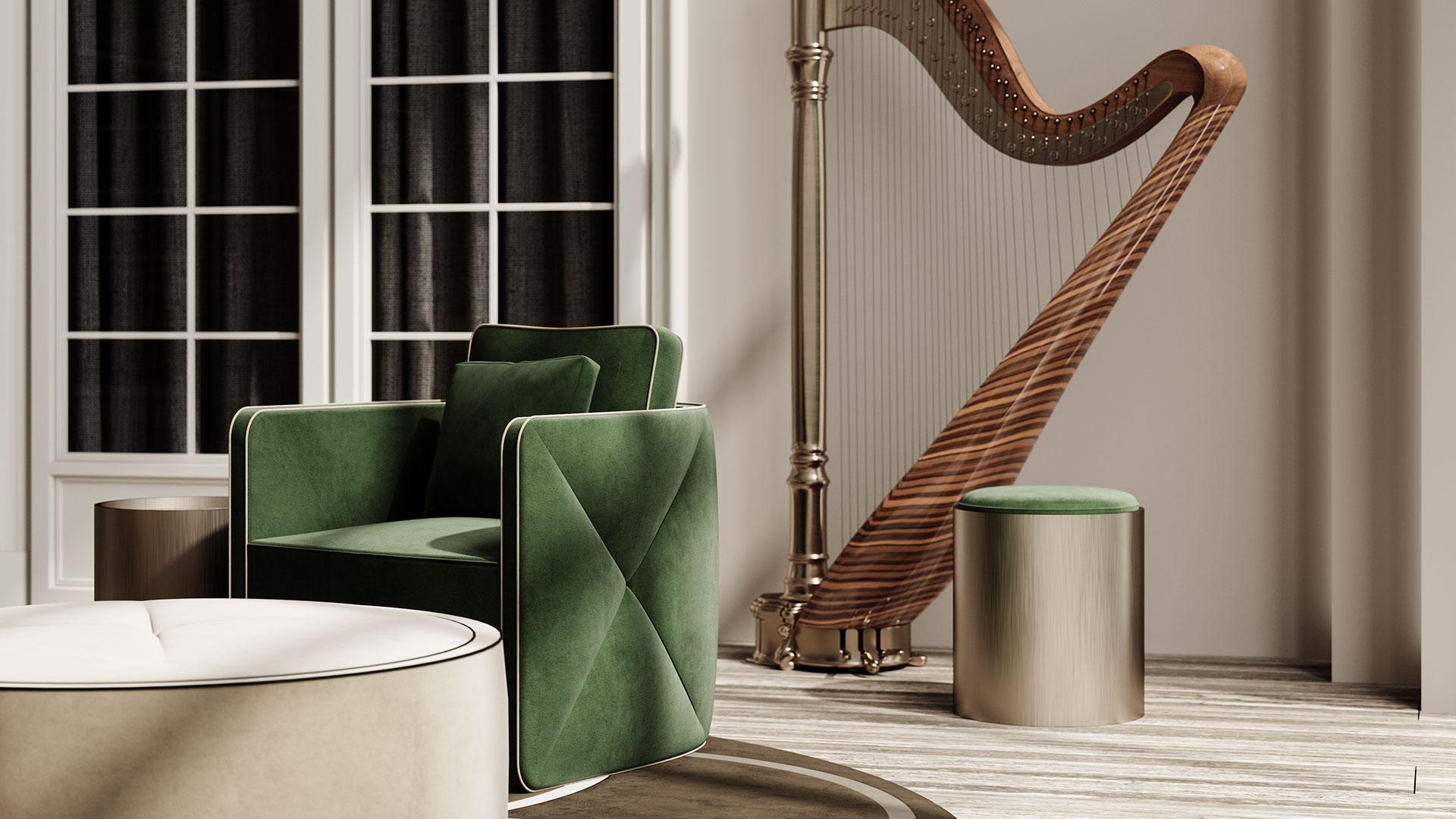 Upholstered leather armchair with armrests | Aura by Reflex