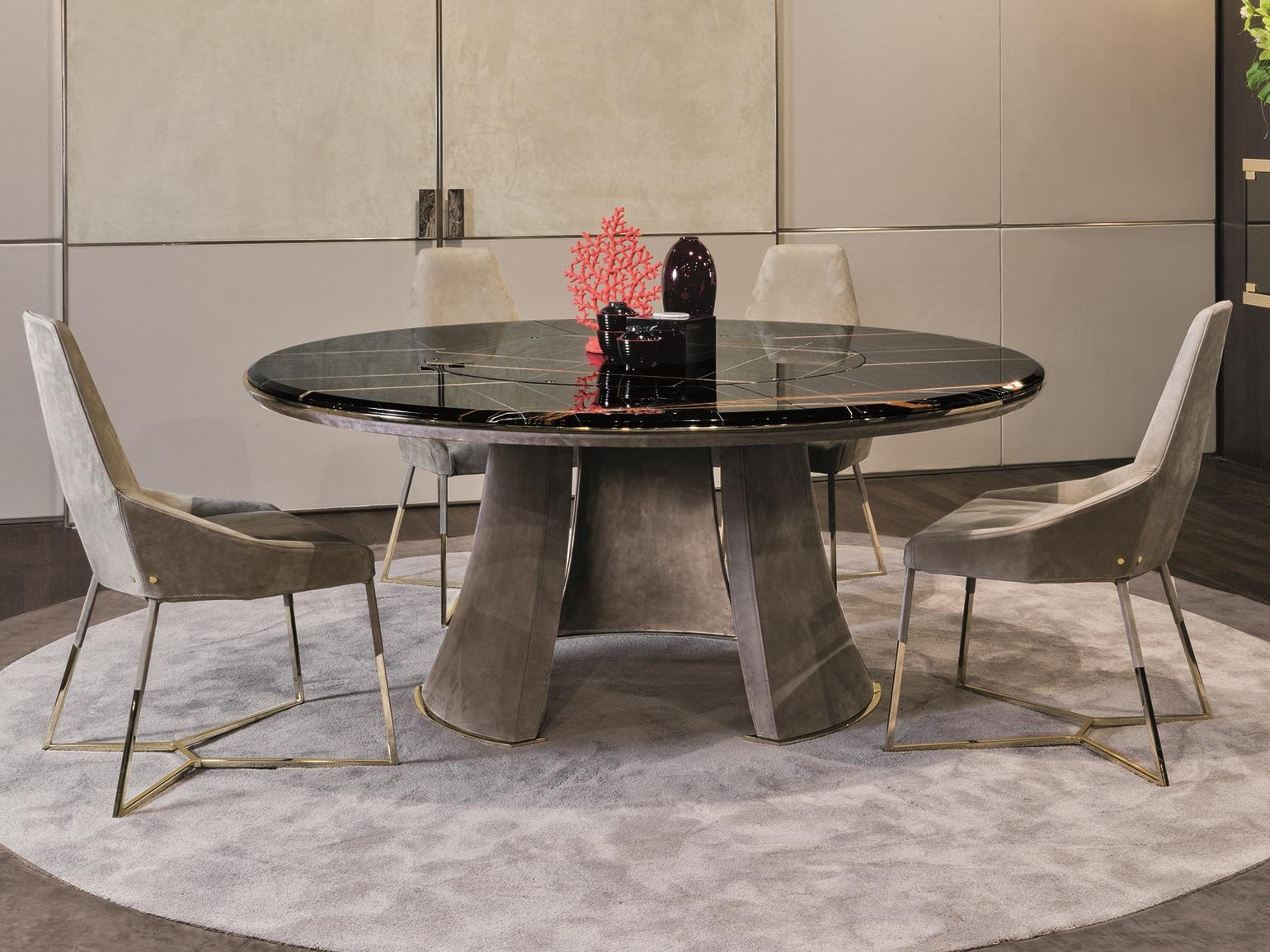 Round leather table | Damien by Longhi