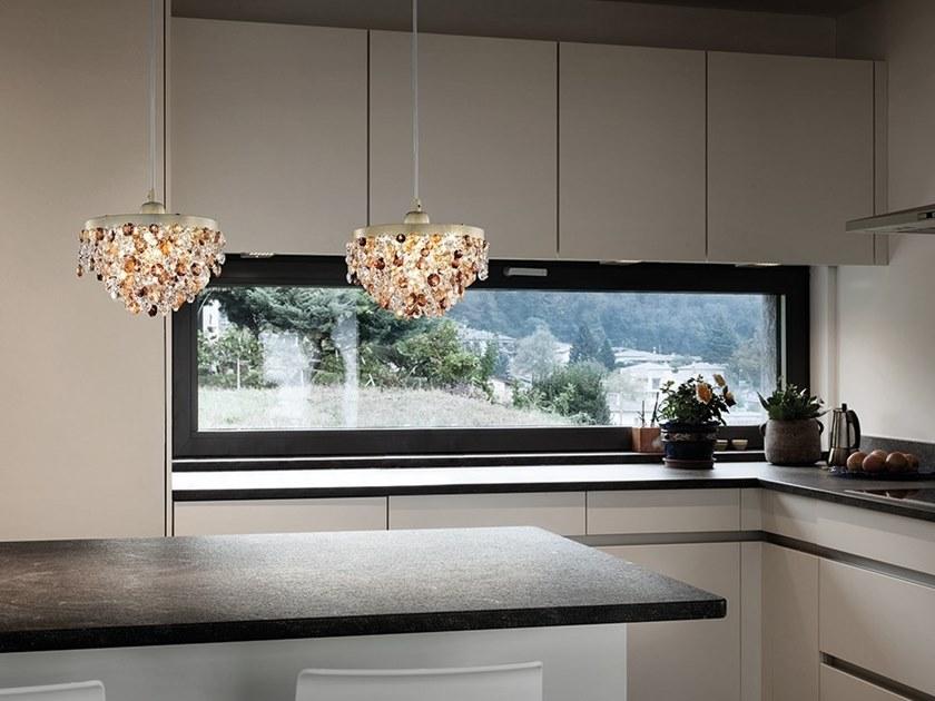 Metal pendant lamp with crystals | Rosemery 1 by Masiero