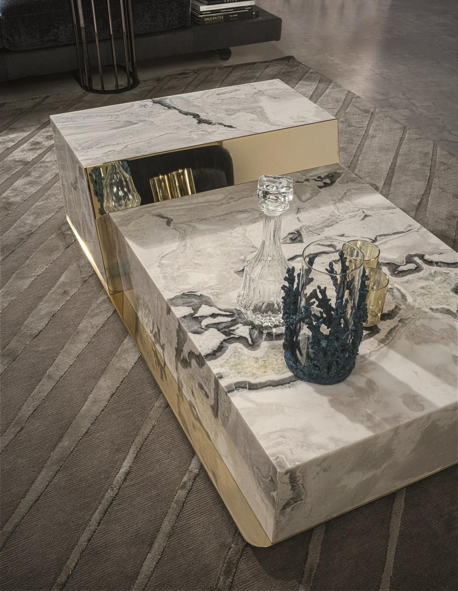 Rectangular stone coffee table with drawers | Bold by Longhi