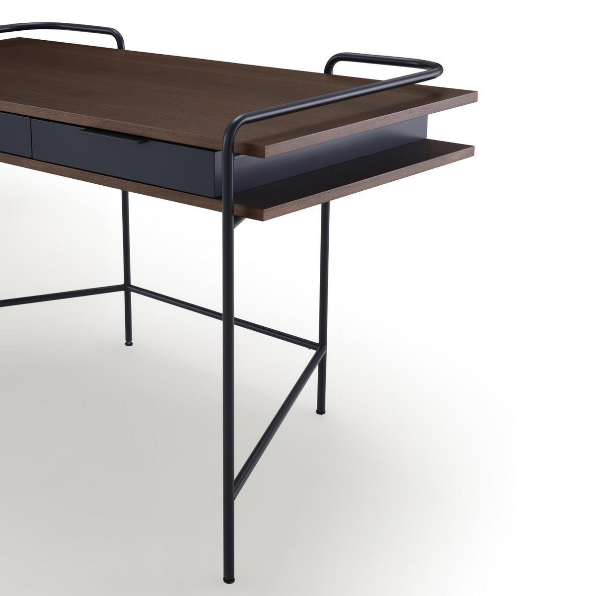 Rectangular walnut writing desk with drawers | Alando by Ligne Roset
