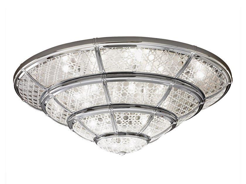 Chrome ceiling light with crystal glass | Giotto 1898/22pl-c by Possoni Illuminazione