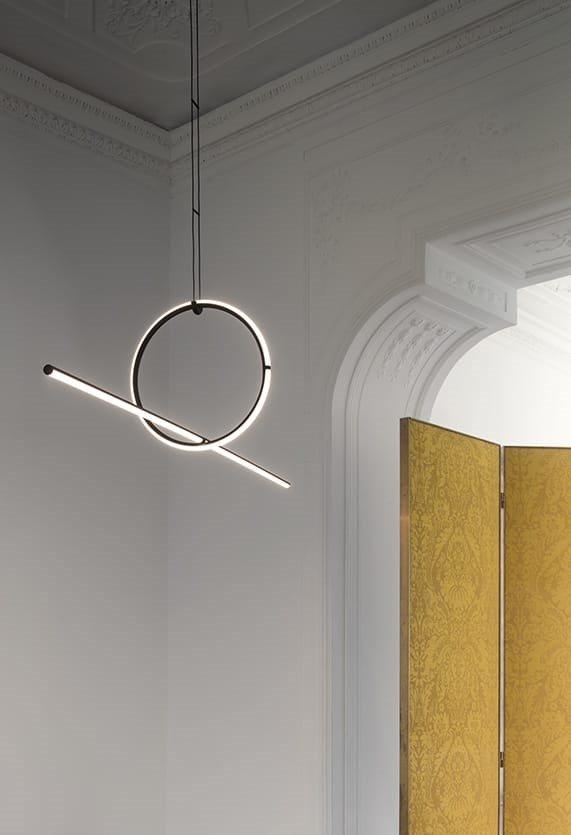 LED powder coated aluminium pendant lamp | Arrangements Line by Flos