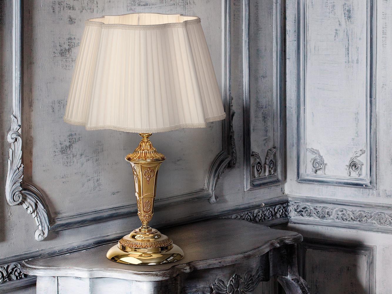French Gold table lamp with shade | Boris 098/lg by Possoni Illuminazione