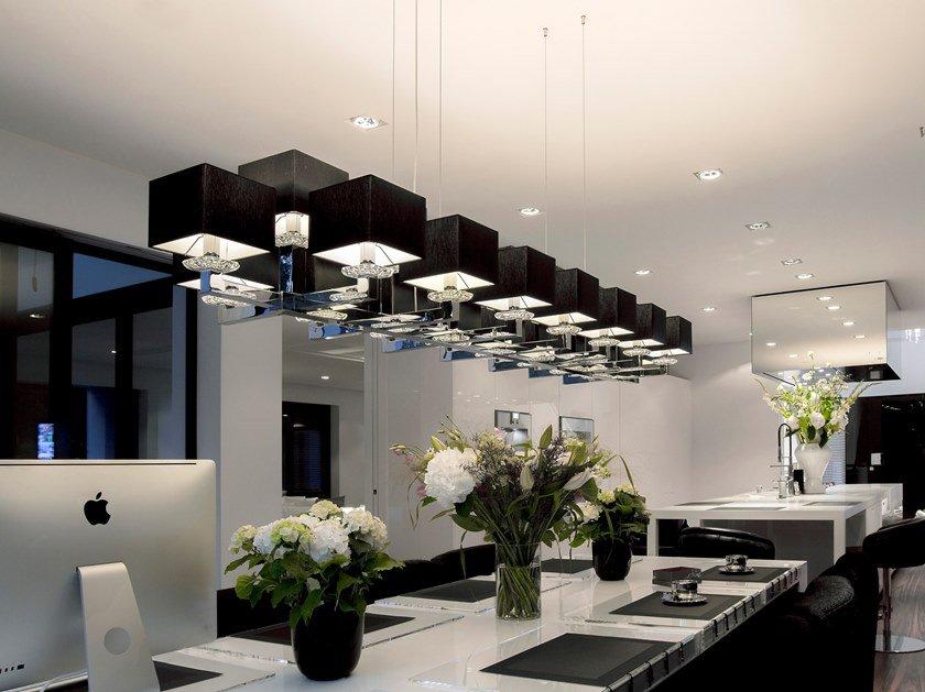 Direct-indirect light metal pendant lamp with Swarovski® Crystals | Swinging Ballet H23 by Ilfari