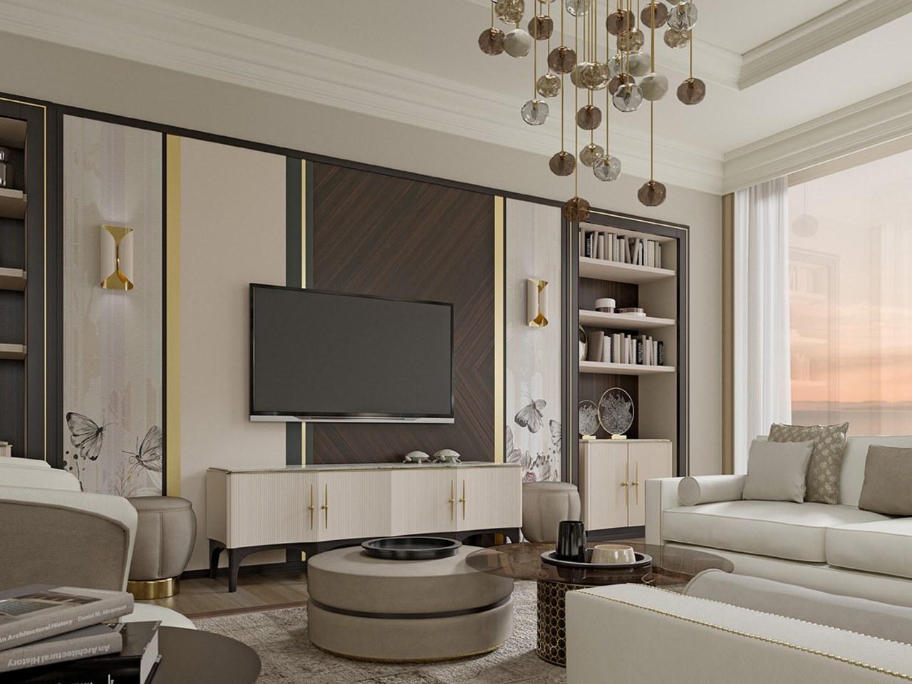 Low wooden TV cabinet with doors | Pr.214 by Stella del Mobile