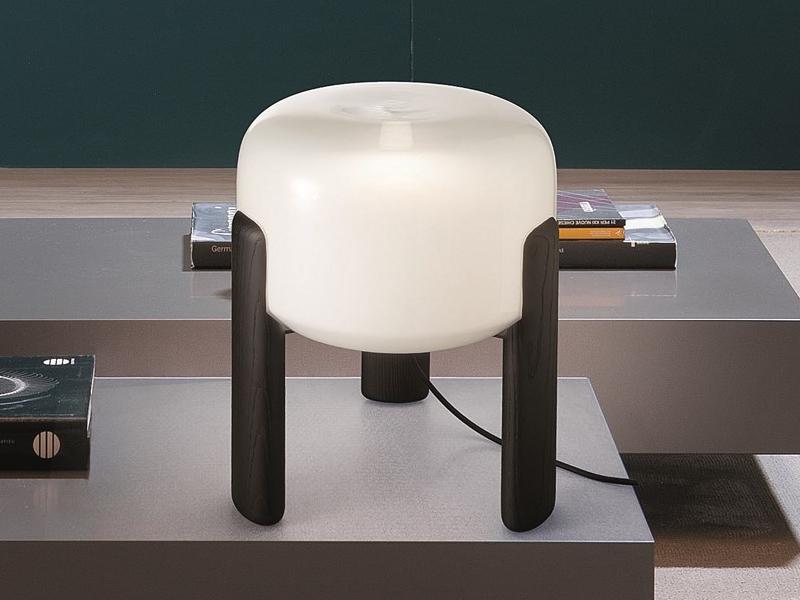 Wood and glass table lamp | Sata Lt by Vistosi