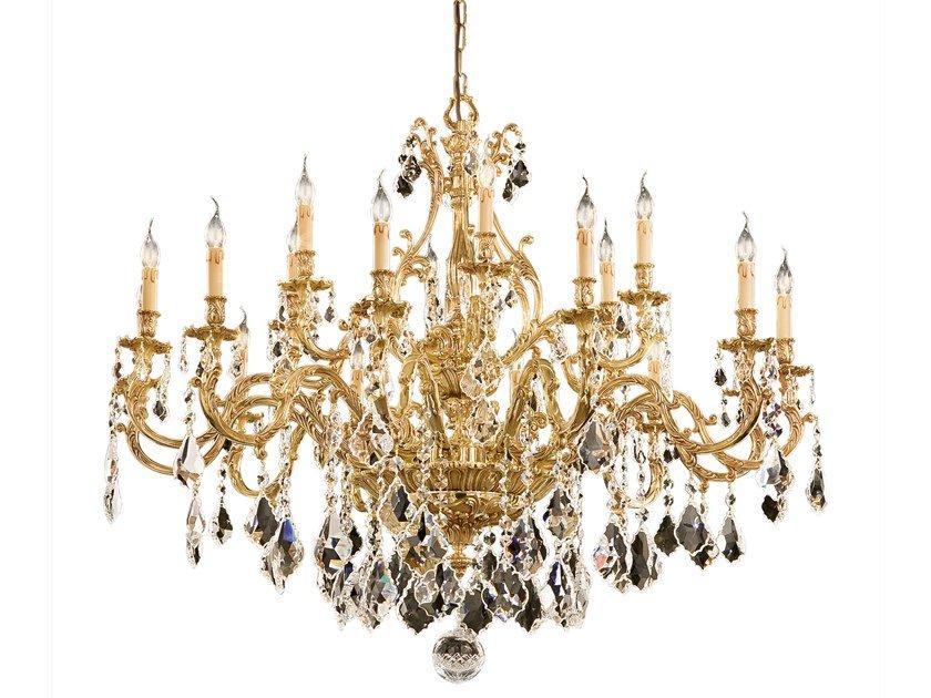 French Gold chandelier with Schoeler crystals | Versailles 093/12+6-sh/p by Possoni Illuminazione