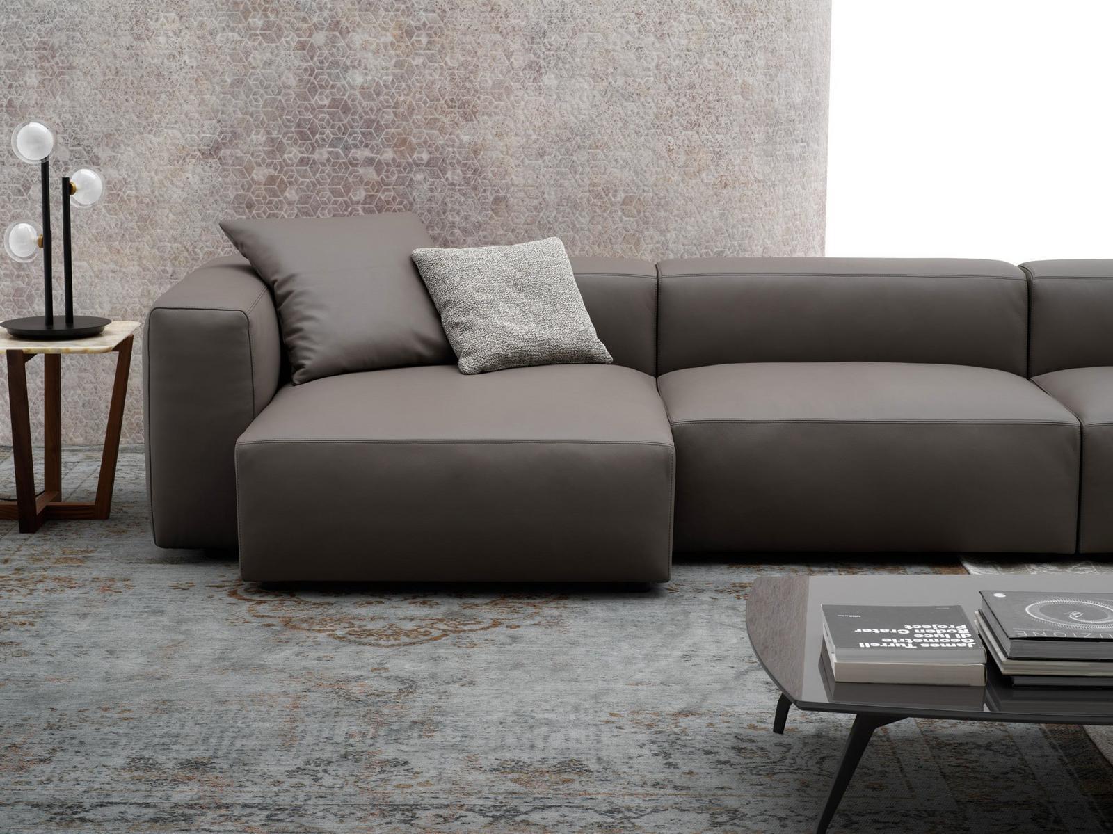 Modular leather sofa | Alcazar by Alberta Salotti