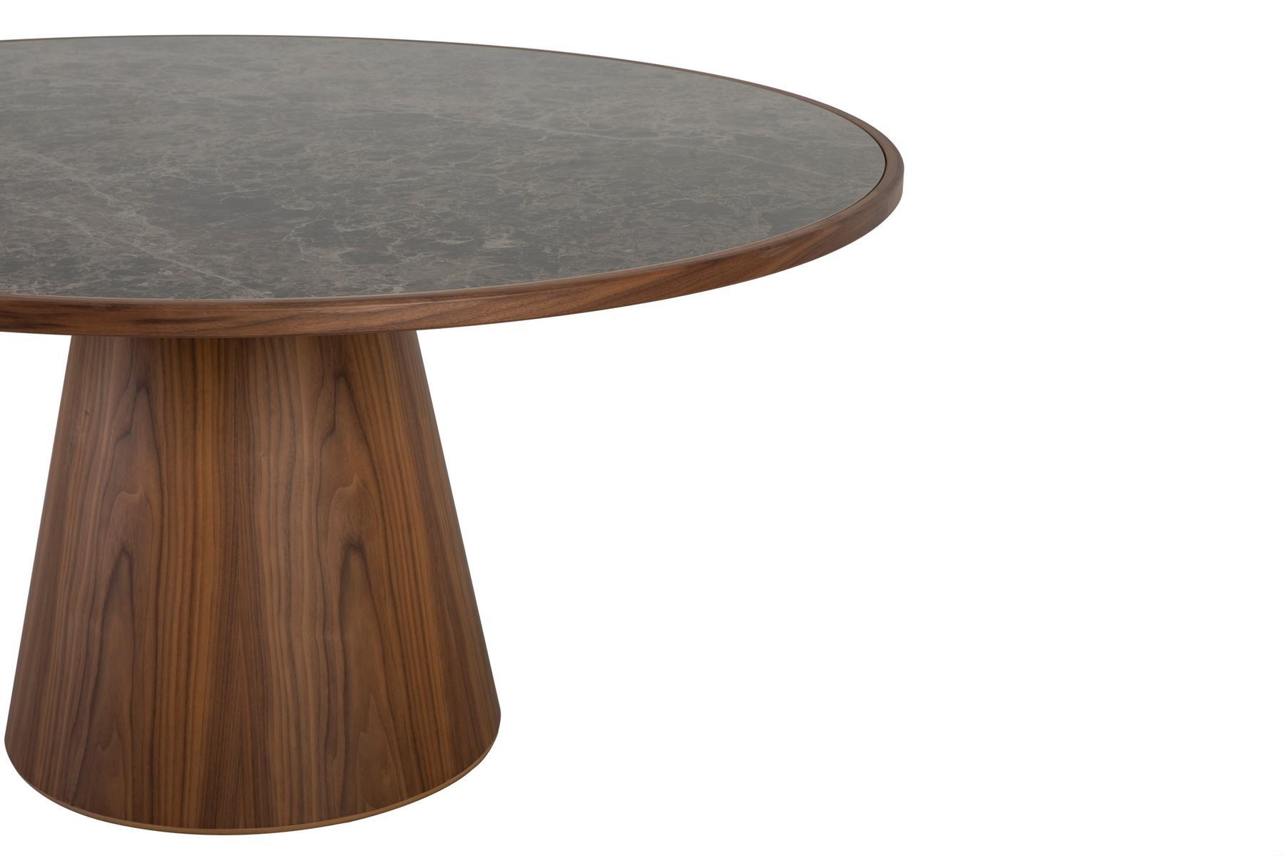 Round table in walnut and top in porcelain stoneware | Prime by Tonin Casa