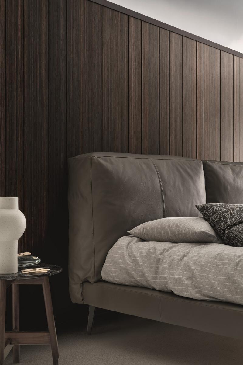 Leather bed with upholstered headboard | Sound by Ditre Italia