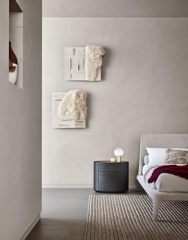 Oval wooden bedside table with drawers | Kelly by Poliform