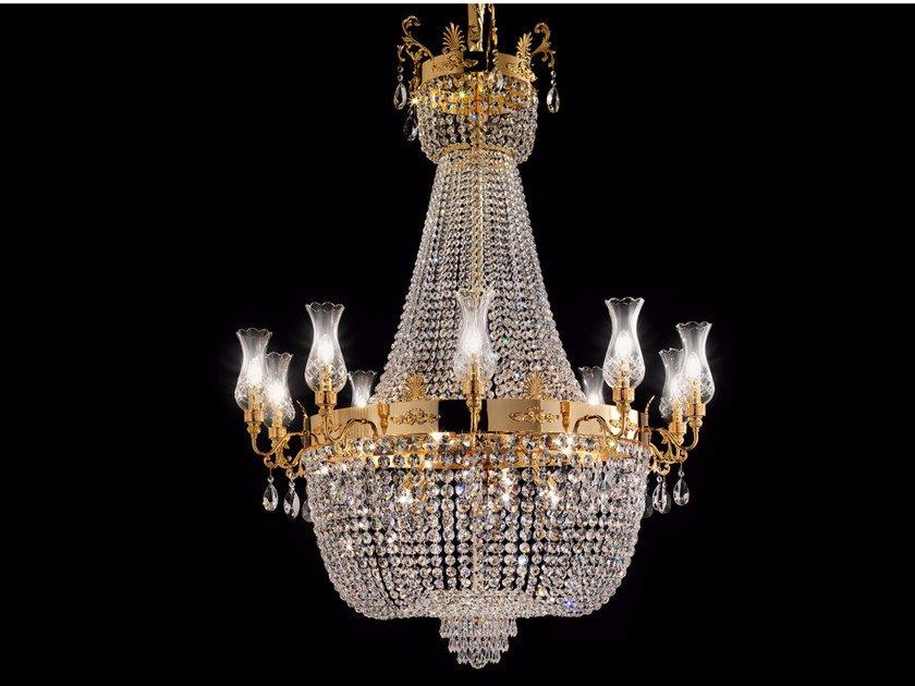 Incandescent brass chandelier with crystals | Impero & Deco Ve 827 20 by Masiero